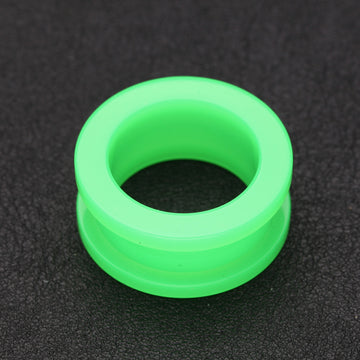 Detail View 1 of A Pair of Neon Colored UV Acrylic Screw-Fit Ear Gauge Tunnel Plug-Green